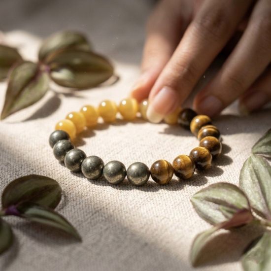 Triple Protection Bracelet ( pyrite - tiger eye - cat's eye )
